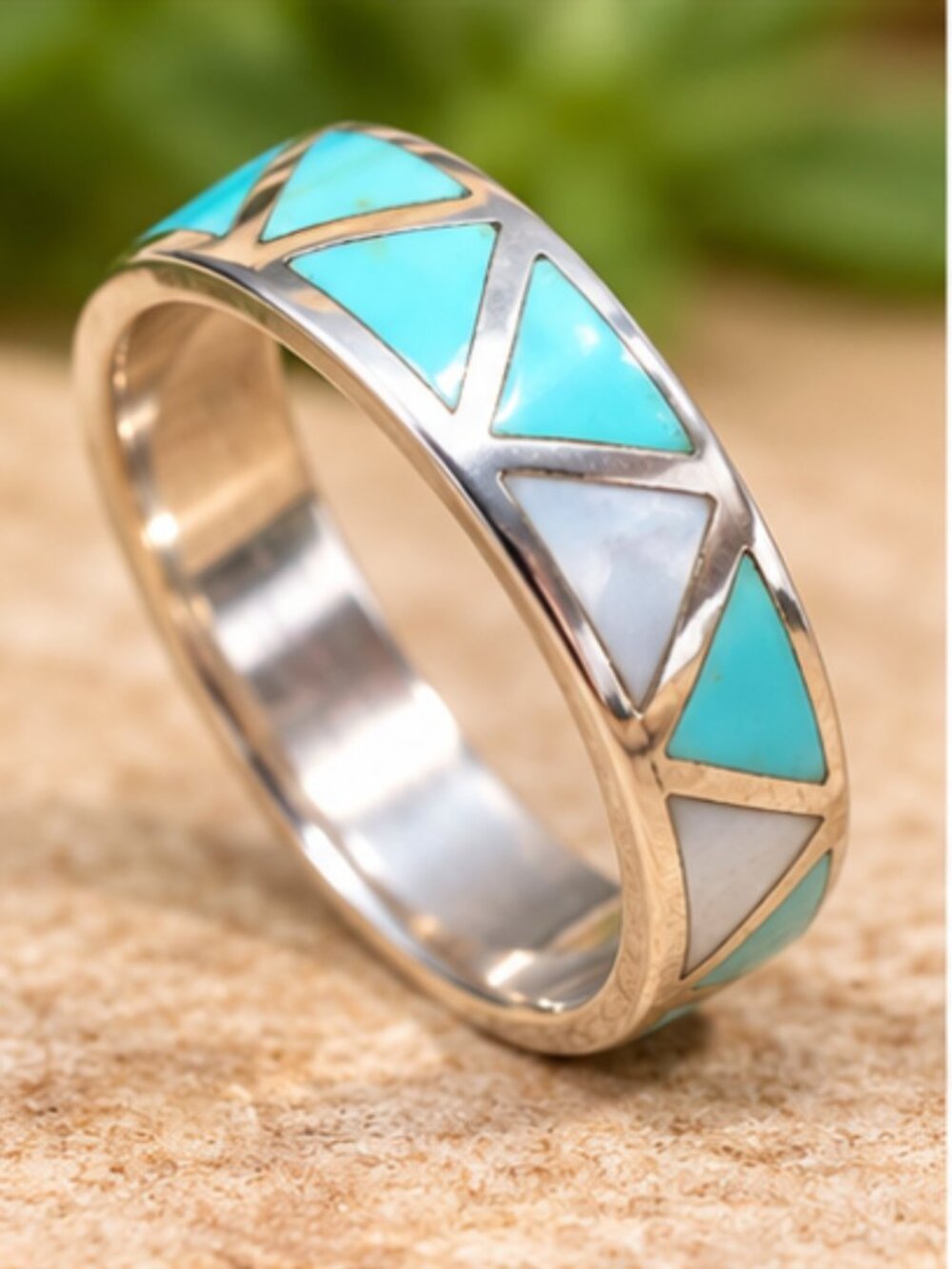 TURQUOISE STERLING SILVER INLAY RING